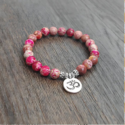 Charm Cute Bracelet With Spiritual Symbols - Pink OM