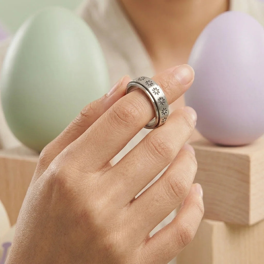 Classic Boho Fidget Ring With Spinner Design