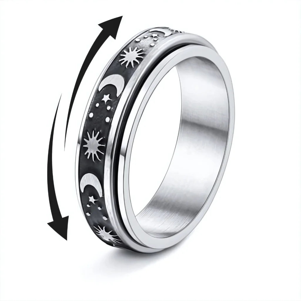 Classic Boho Fidget Ring With Spinner Design