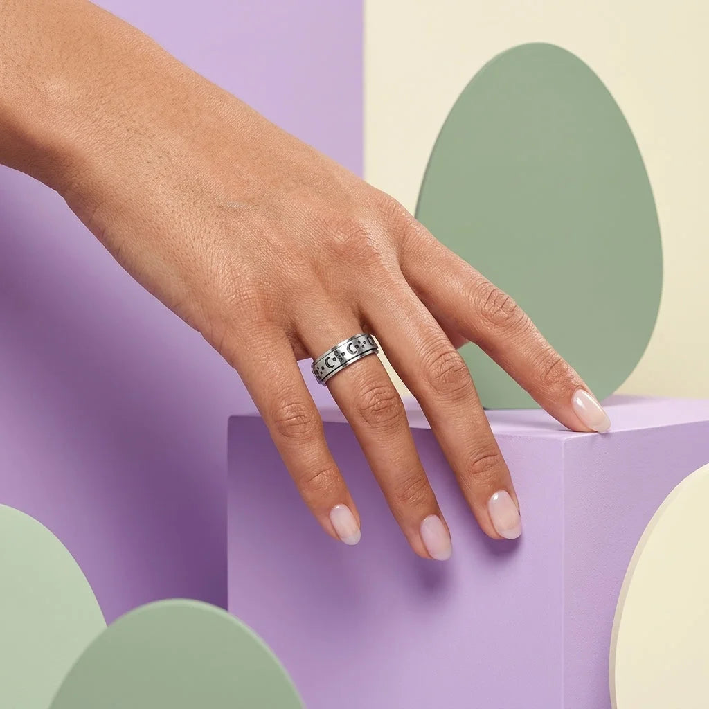 Classic Boho Fidget Ring With Spinner Design