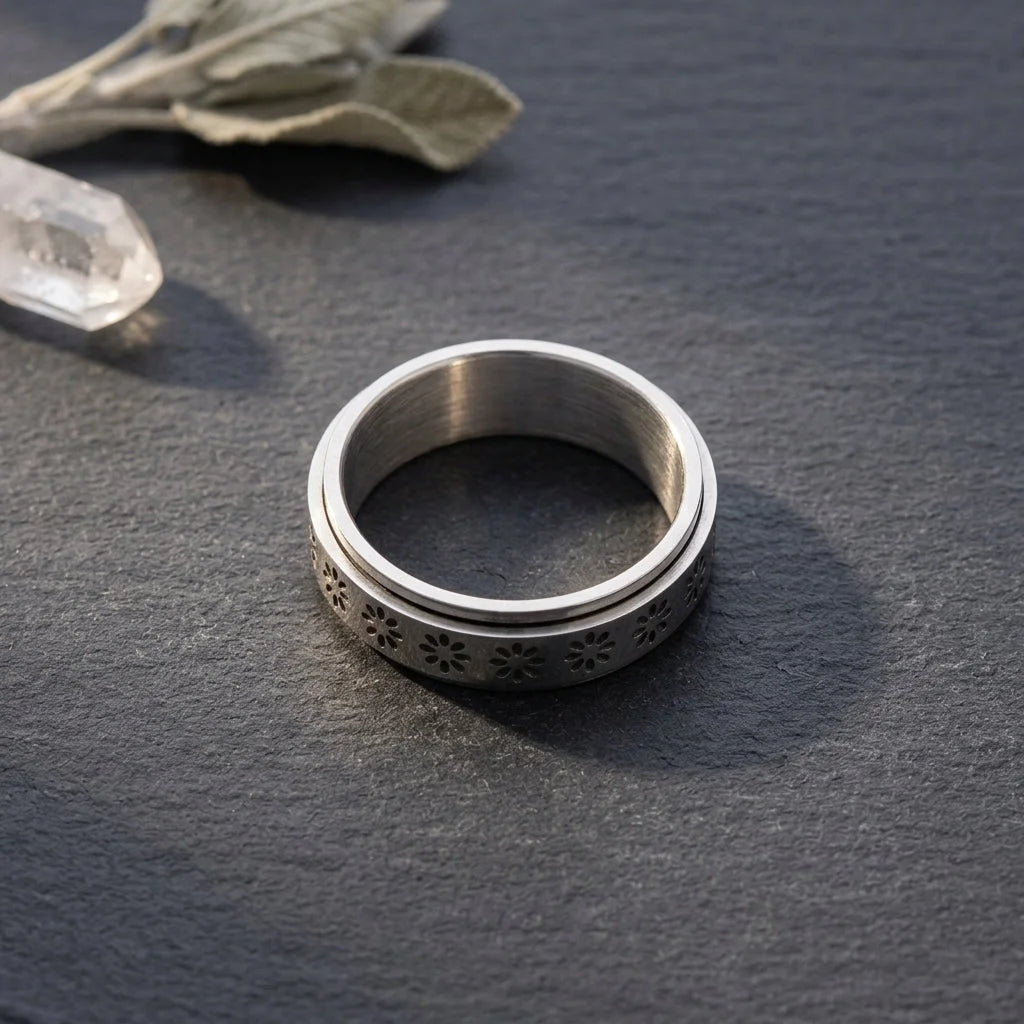 Classic Boho Fidget Ring With Spinner Design