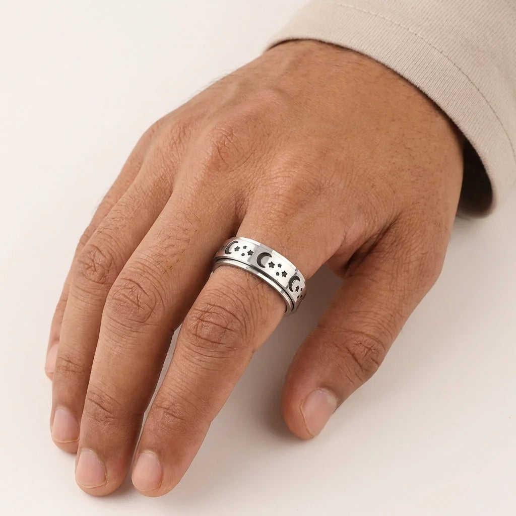 Classic Boho Fidget Ring With Spinner Design
