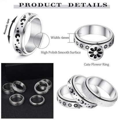 Classic Boho Fidget Ring With Spinner Design