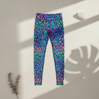 Colored Yoga Pants With Neon Leopard Spiritual Print