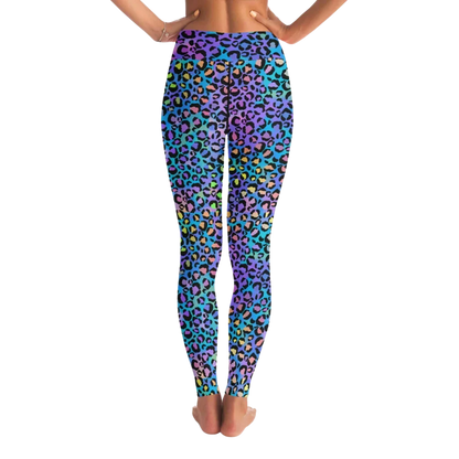 Colored Yoga Pants With Neon Leopard Spiritual Print
