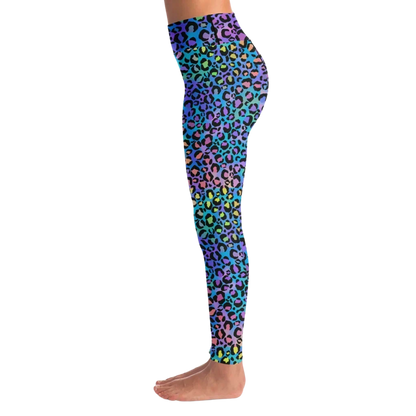 Colored Yoga Pants With Neon Leopard Spiritual Print