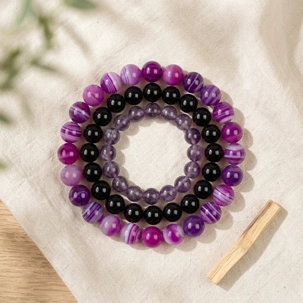 Colorful Glass Bead Bracelets For Women Set