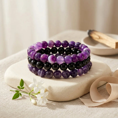 Colorful Glass Bead Bracelets For Women Set