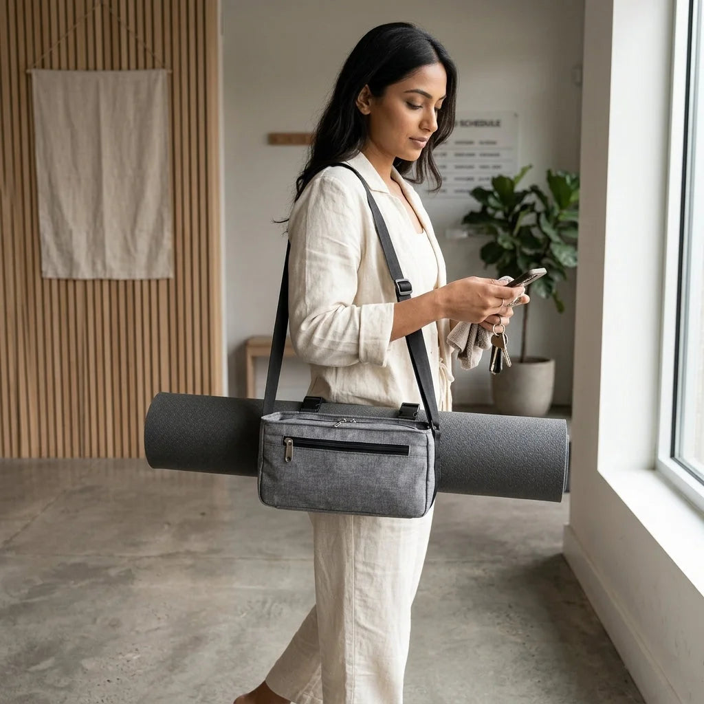Compact Mat Carrier With Pockets For Everyday Fitness