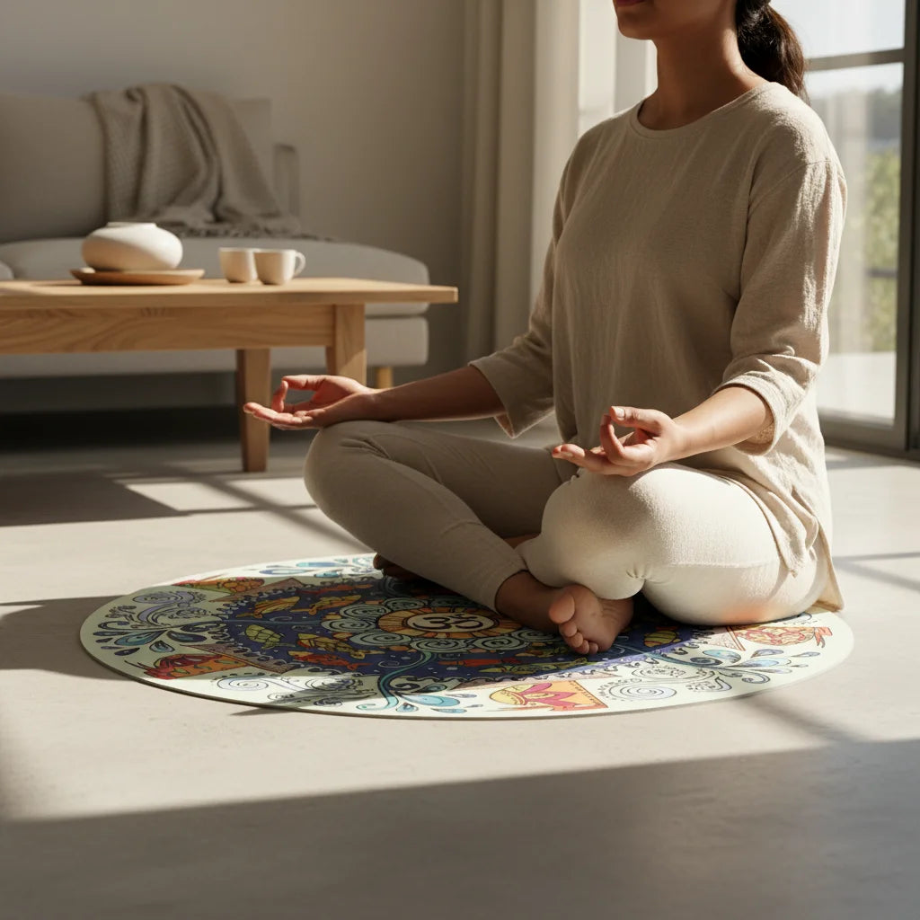 Compact Natural Rubber Circle Yoga Mat