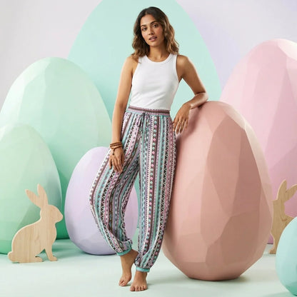 Cool Harem Pants With Vibrant Mystic Stripe Print