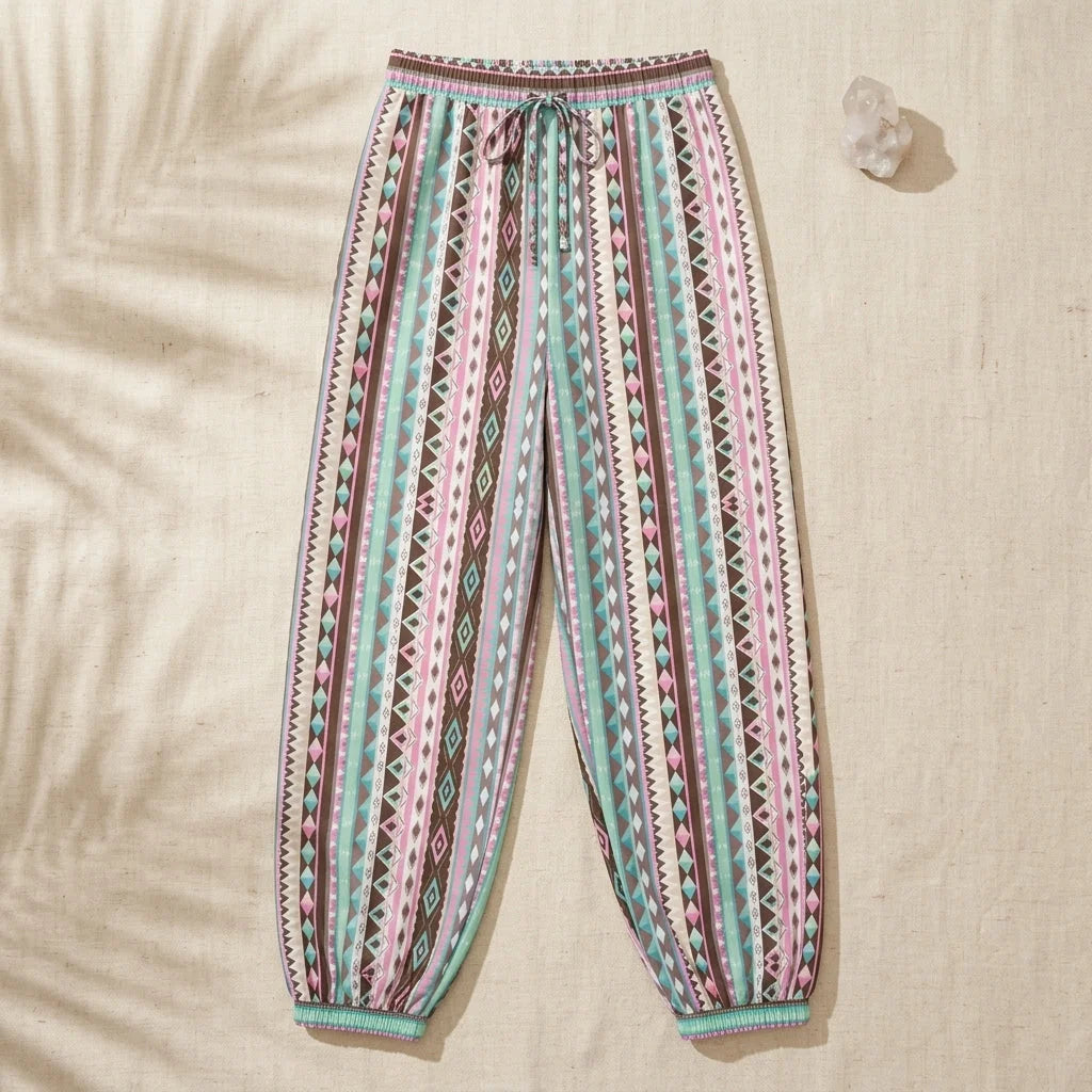Cool Harem Pants With Vibrant Mystic Stripe Print