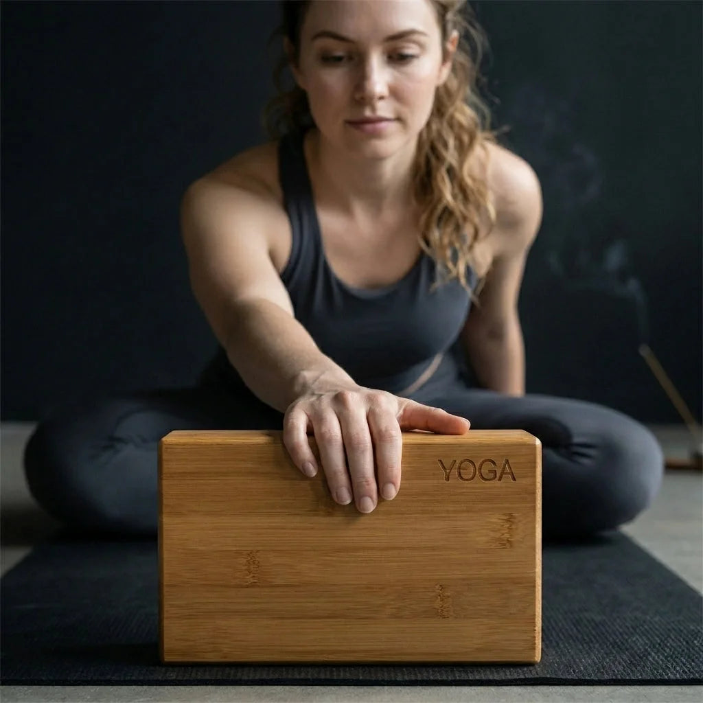 Cork Yoga Block With Bamboo Core For Steady Balance - 23x15x7.6 cm