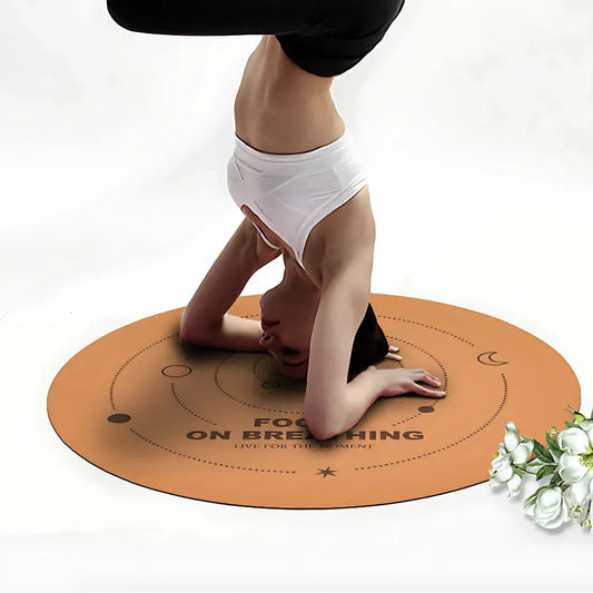 Cork Yoga Round Mat With Celestial Print - Sun and Moon Profit and Loss / 68x68 cm