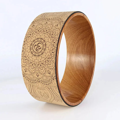 Cork Yoga Wheel For Balance Flexibility And Relief - Cork floral pattern Inner circle