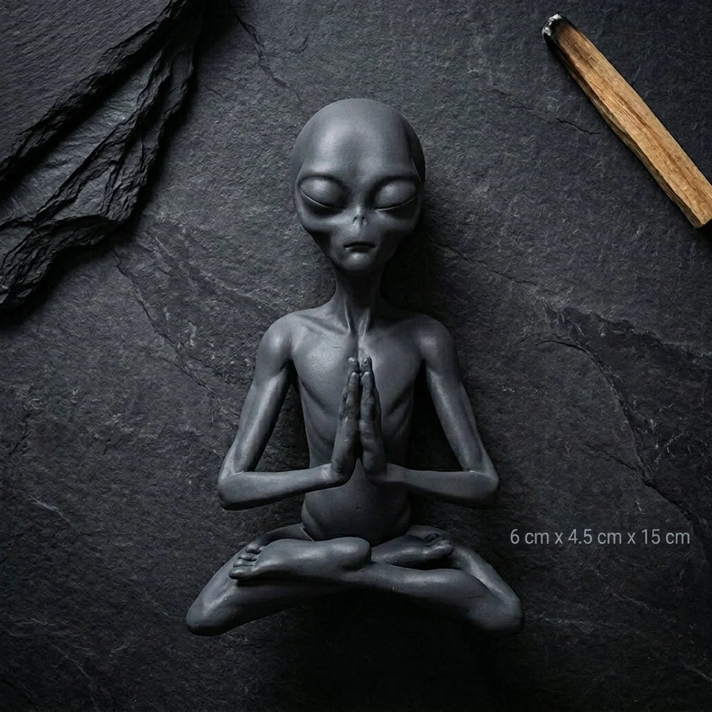 Cosmic Alien Figure Meditating Home Décor Accent - Light Grey