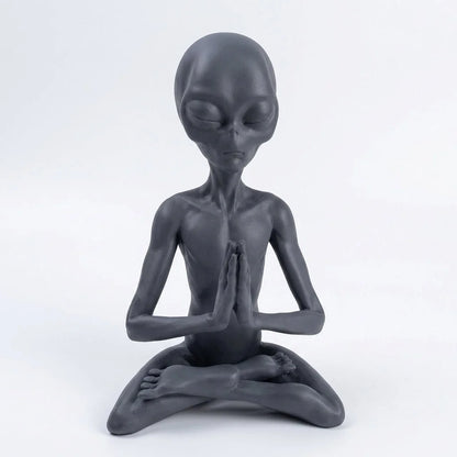 Cosmic Alien Figure Meditating Home Décor Accent - Light Grey