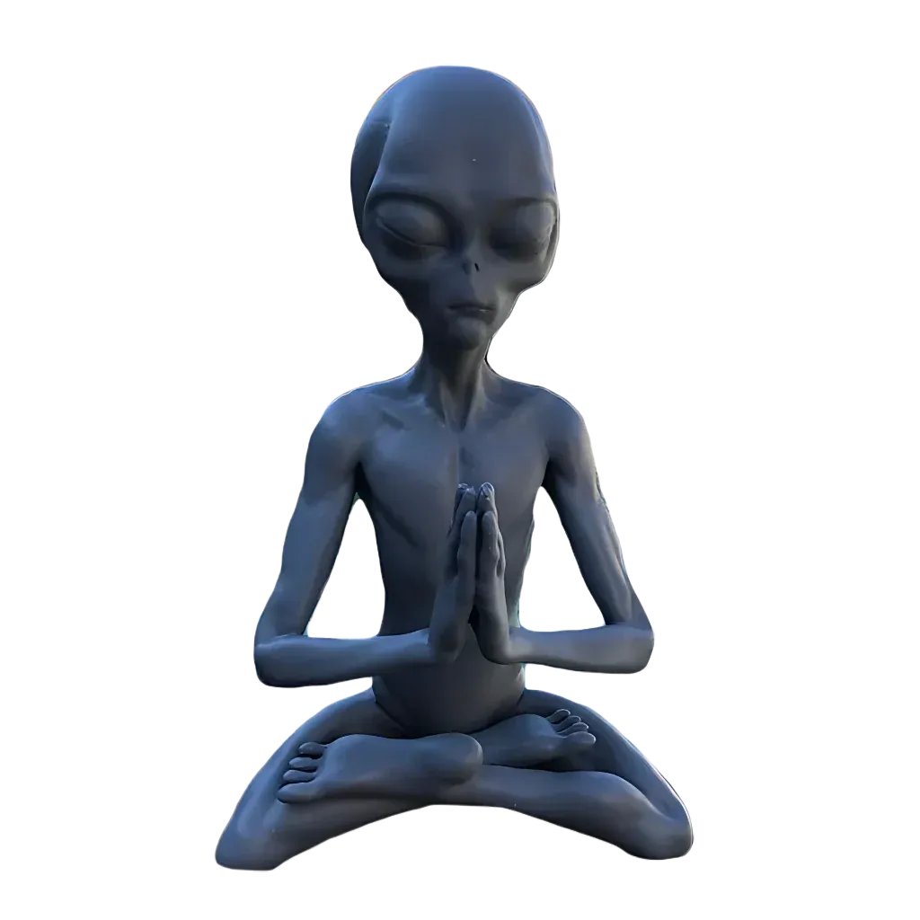 Cosmic Alien Figure Meditating Home Décor Accent - Light Grey