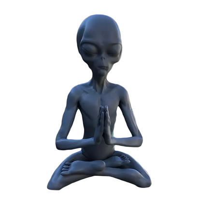 Cosmic Alien Figure Meditating Home Décor Accent - Light Grey