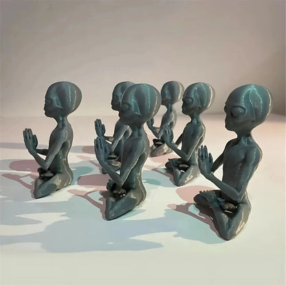 Cosmic Alien Figure Meditating Home Décor Accent - Light Grey