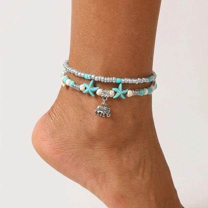 Cowrie Shell Ankle Bracelet With Starfish Charm