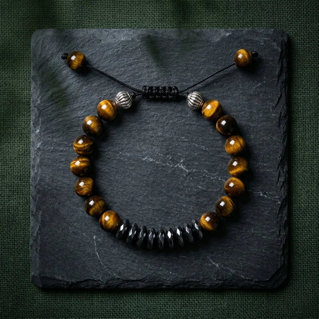 Crown Accent Beaded Bracelts In Agate Stone