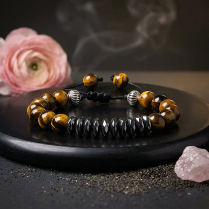 Crown Accent Beaded Bracelts In Agate Stone