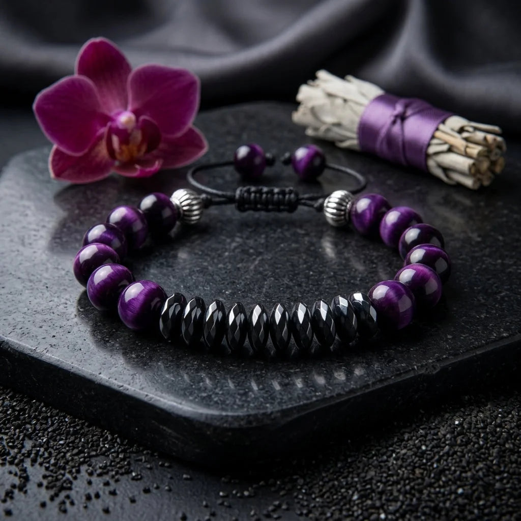 Crown Accent Beaded Bracelts In Agate Stone