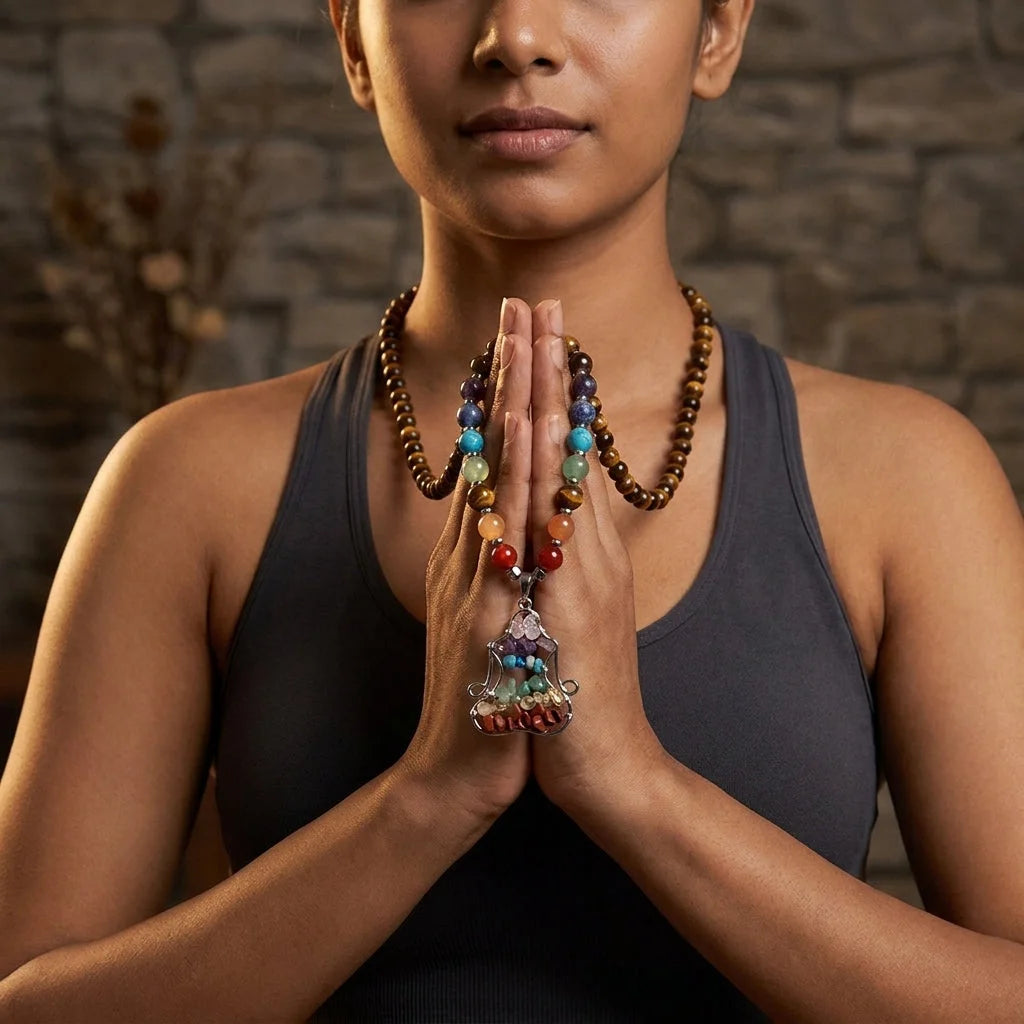 Crystal Healing Meditation Necklace With Buddha Pendant