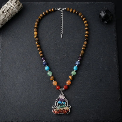 Crystal Healing Meditation Necklace With Buddha Pendant