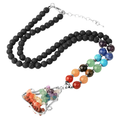 Crystal Healing Meditation Necklace With Buddha Pendant - Black