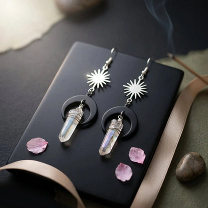 Crystal Quartz Bohemian Earrings For Women - Gold