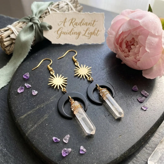 Crystal Quartz Bohemian Earrings For Women - Gold