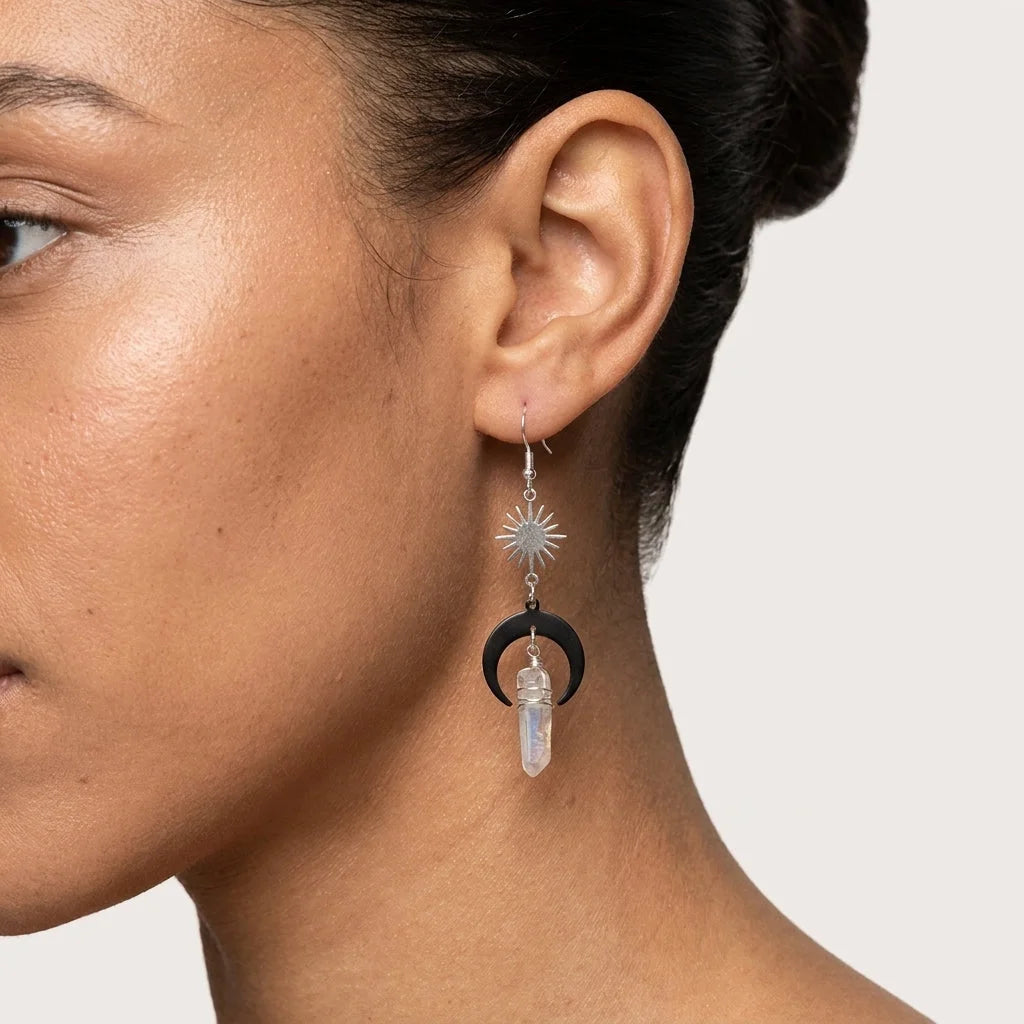 Crystal Quartz Bohemian Earrings For Women - Gold
