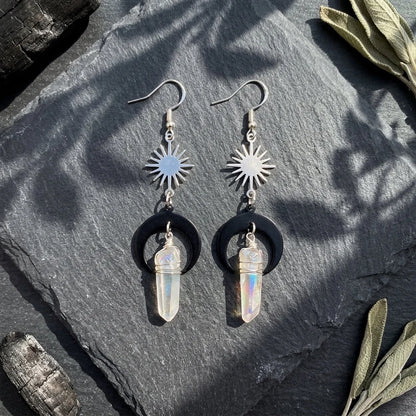 Crystal Quartz Bohemian Earrings For Women - Gold