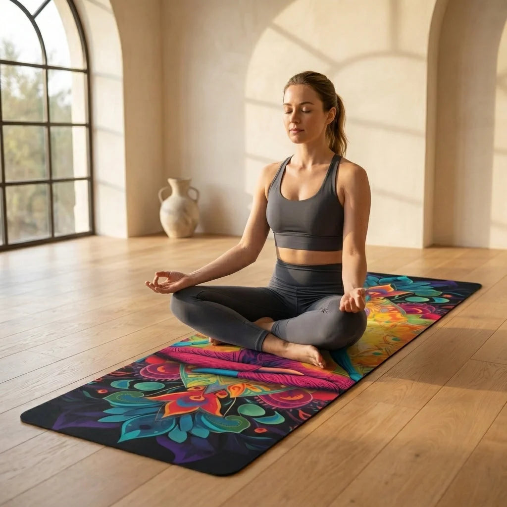 Cute Yoga Mat With Psychedelic Queen Design - 24x68