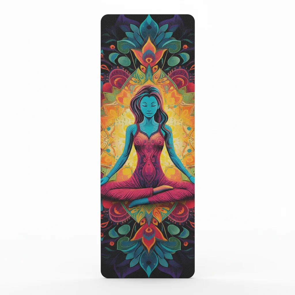 Cute Yoga Mat With Psychedelic Queen Design - 24x68