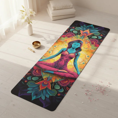 Cute Yoga Mat With Psychedelic Queen Design - 24x68
