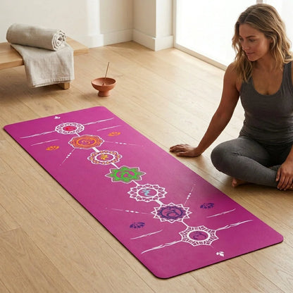 Cute Yoga Mats With Vibrant Chakra Symbol Design - 24x68