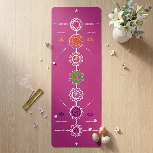 Cute Yoga Mats With Vibrant Chakra Symbol Design - 24x68