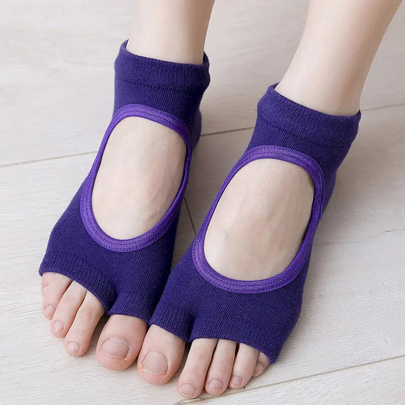 HALTER STYLE NON SLIP YOGA SOCKS FOR DANCE AND FITNESS