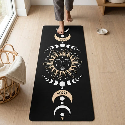 Designed Yoga Mats With Celestial Sun Moon Print - 24x68
