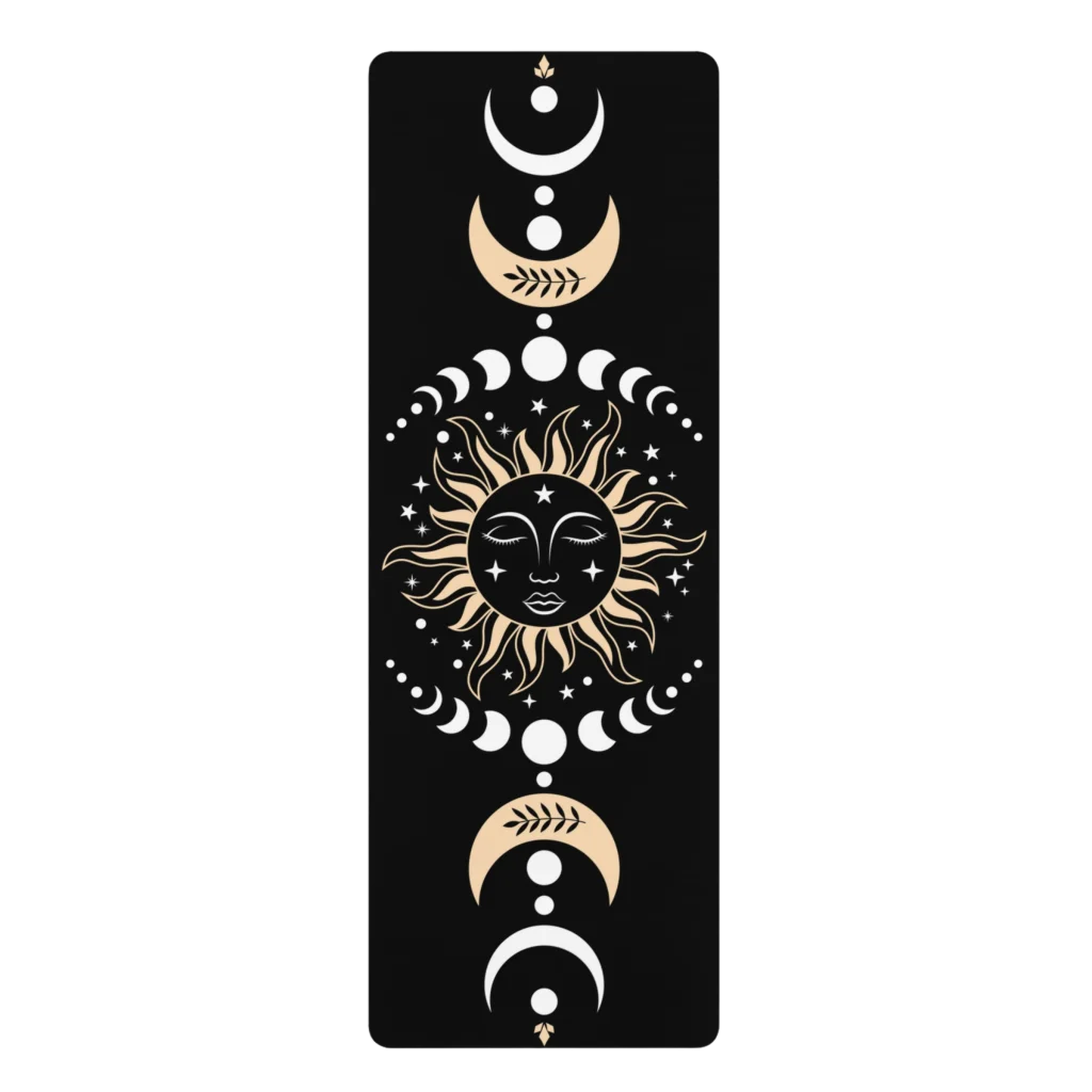 Designed Yoga Mats With Celestial Sun Moon Print - 24x68