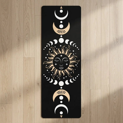 Designed Yoga Mats With Celestial Sun Moon Print - 24x68