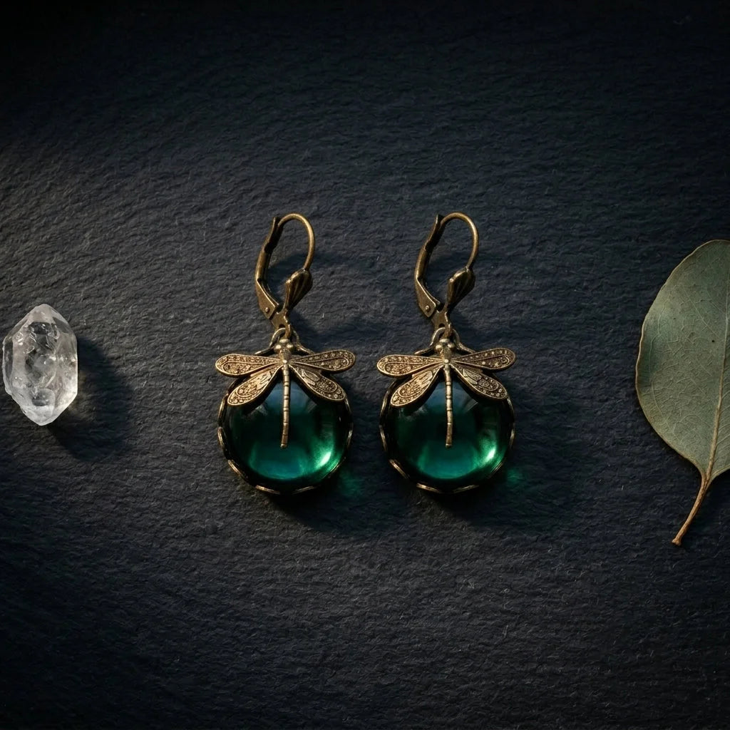 Dragonfly Stone Boho Vintage Earrings