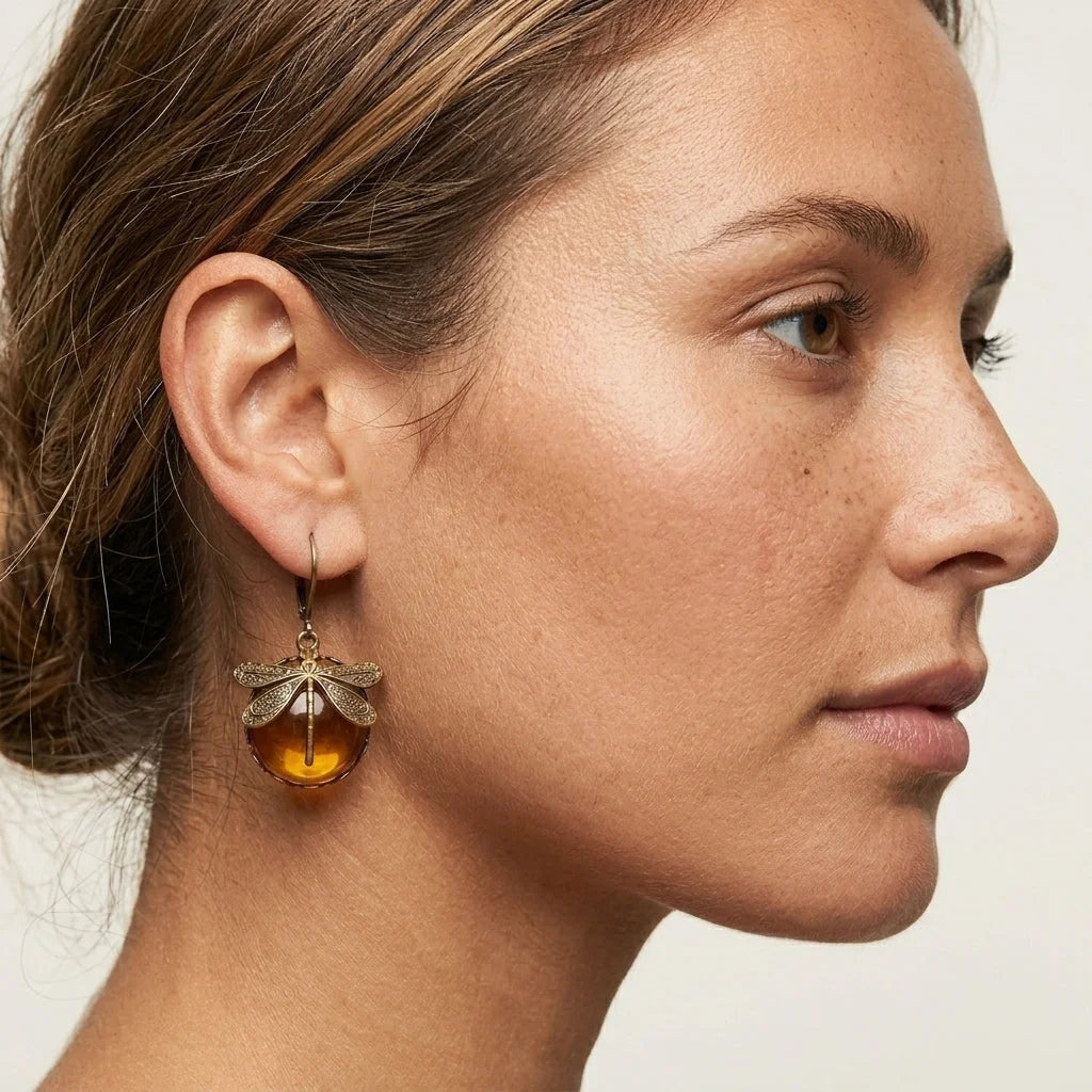 Dragonfly Stone Boho Vintage Earrings