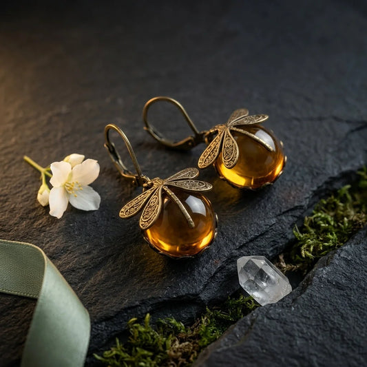 Dragonfly Stone Boho Vintage Earrings