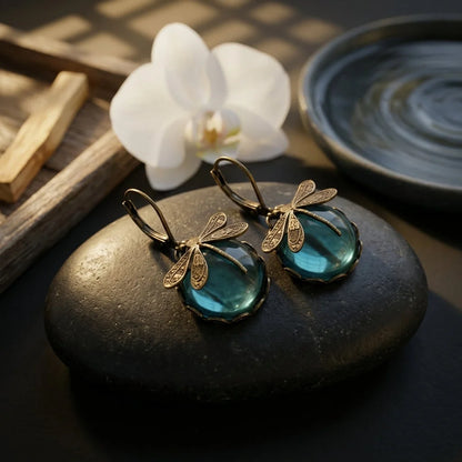 Dragonfly Stone Boho Vintage Earrings