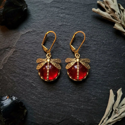 Dragonfly Stone Boho Vintage Earrings