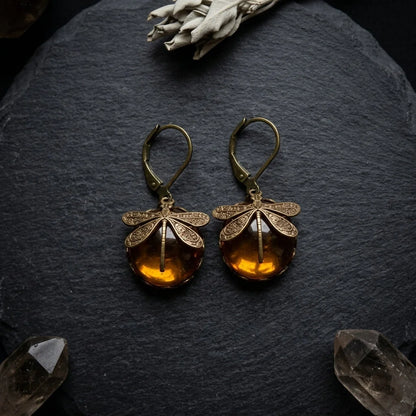 Dragonfly Stone Boho Vintage Earrings